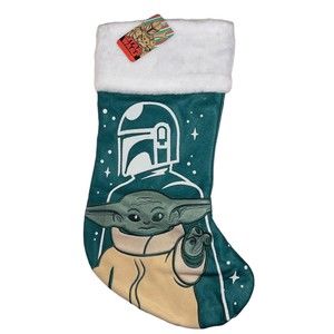 Star Wars Mandalorian baby Yoda Stocking NWT Glittery